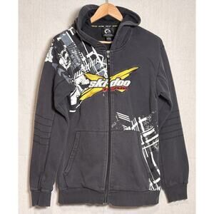 BRP Ski-Doo Mens Hoodie Full Zip Sweatshirt Sz Small Black Team Embroidered Log